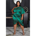 Sexy Plus Size Sexy One Shoulder Midi Dress