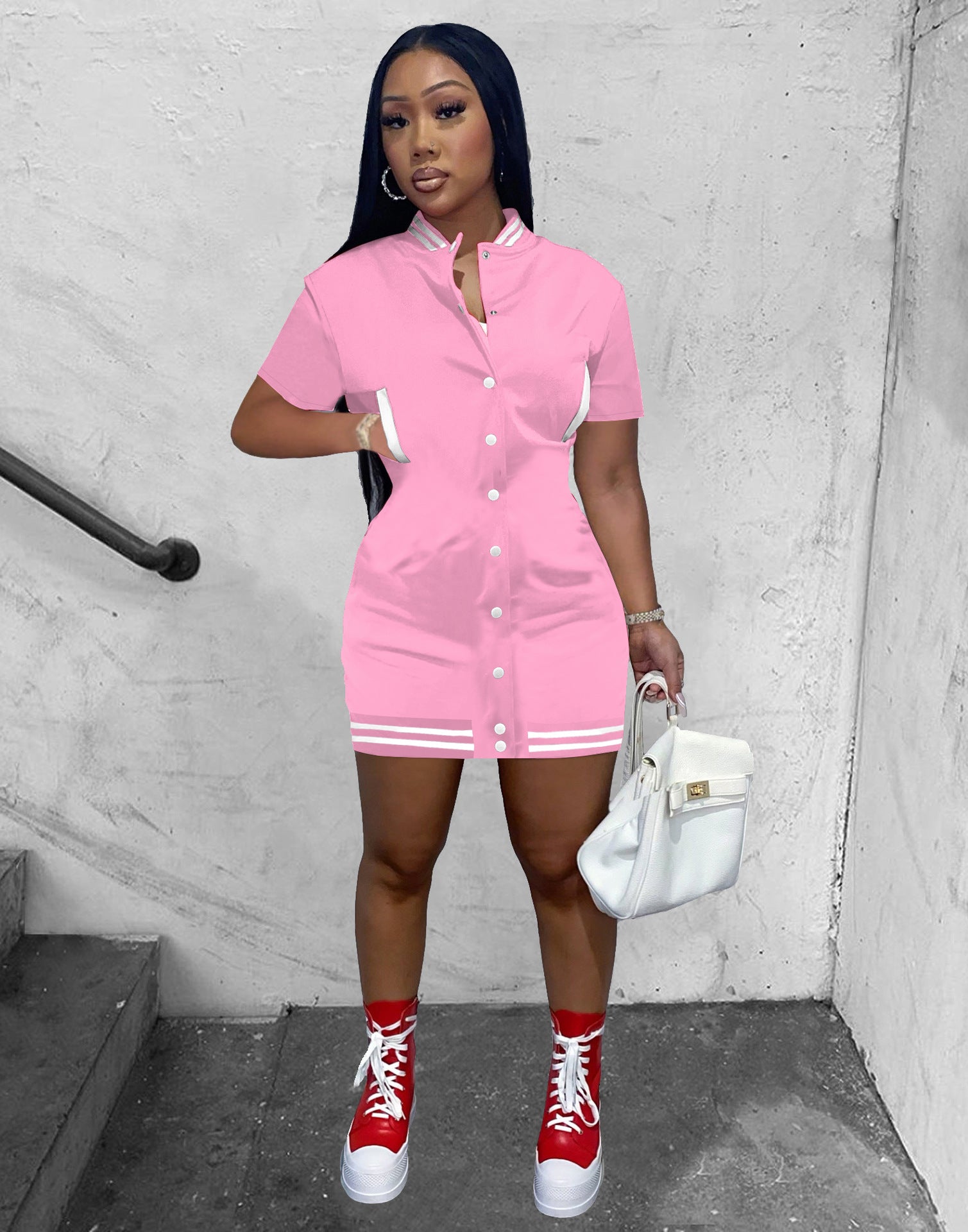 Sexy Casual Buttons Baseball Mini Dress