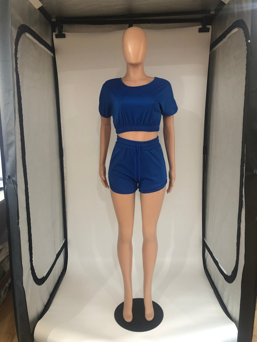 Sexy Solid Color Casual Short Sleeve Shorts  Two Piece Sets