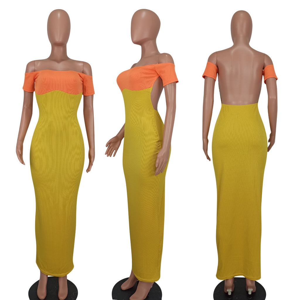 Sexy Sexy Patchwork Backless Maxi Dress