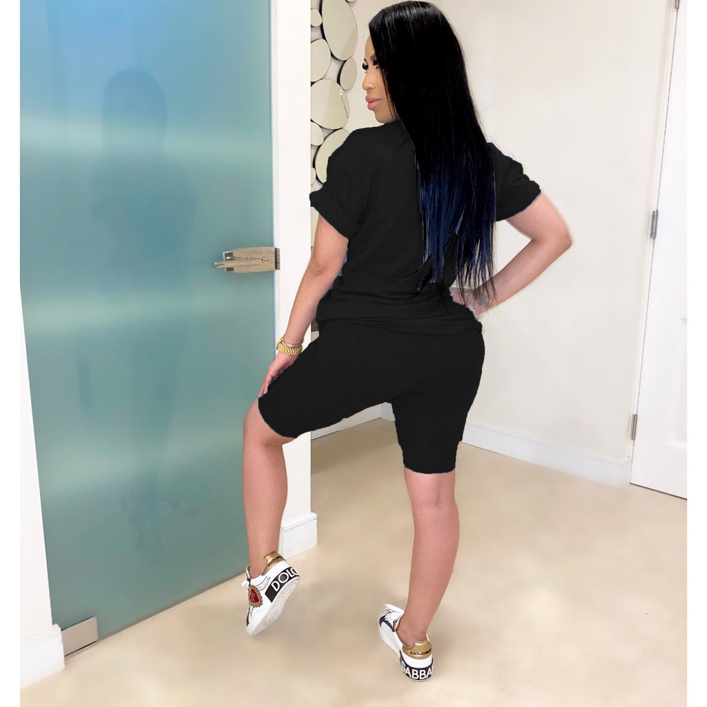 Sexy Casual O Neck T Shirt And Shorts Two Piece Set