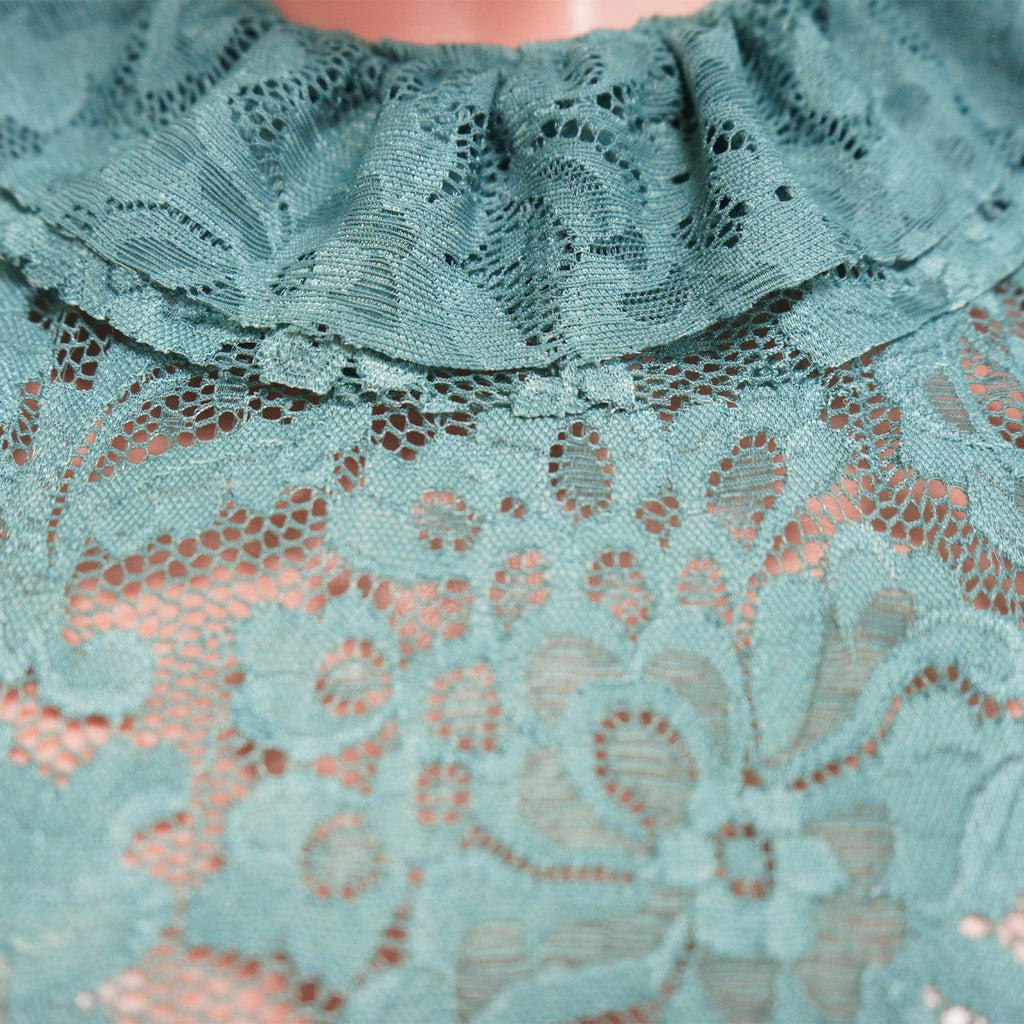 Sexy Lace Sleeveless See Through Ruffle Maxi Dress