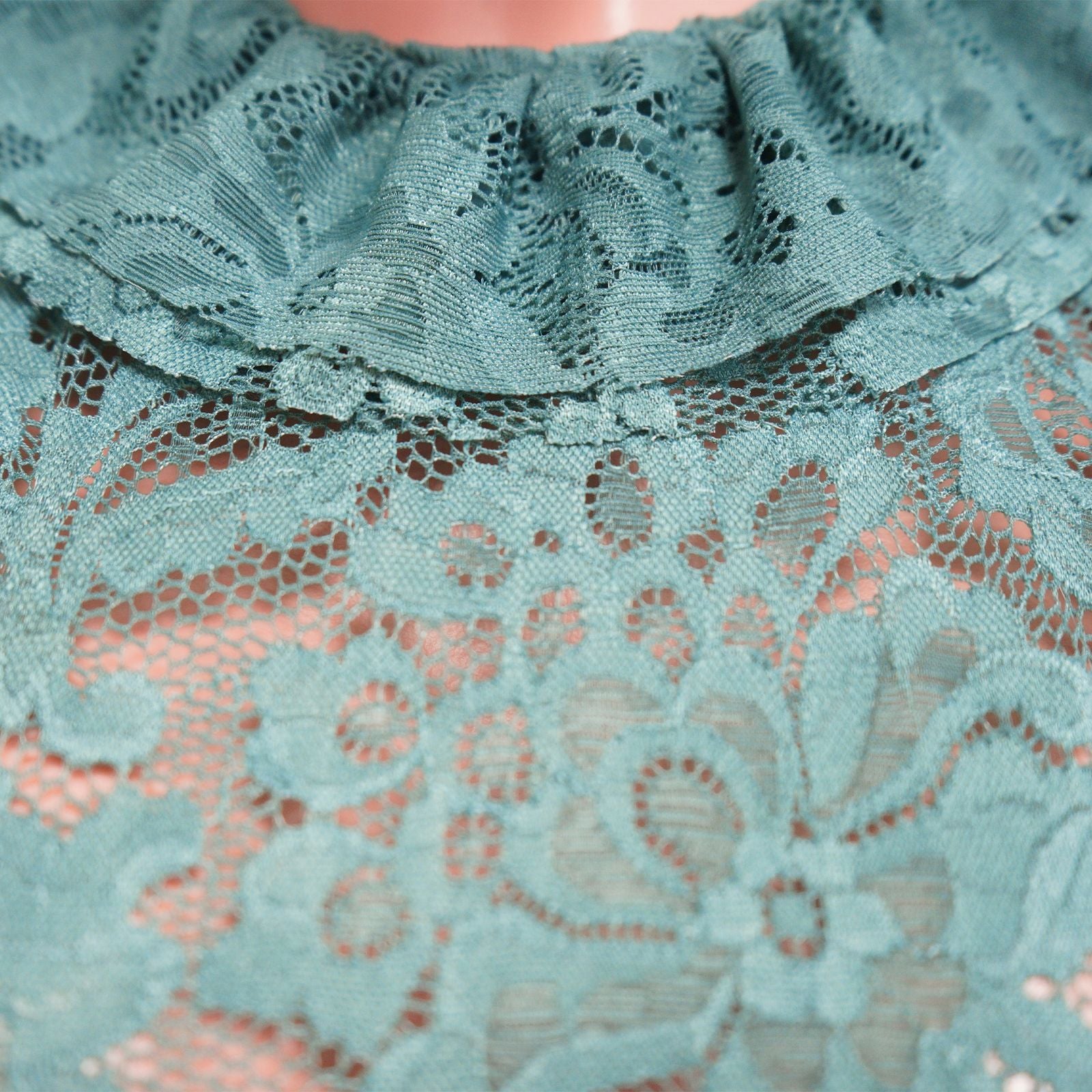 Sexy Lace Sleeveless See Through Ruffle Maxi Dress