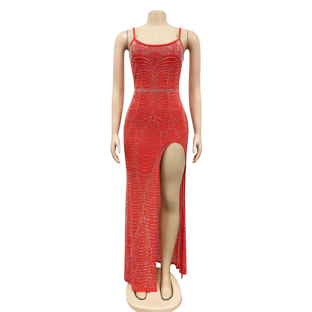 Sexy Hot Drilling High Split Long Evening Dress