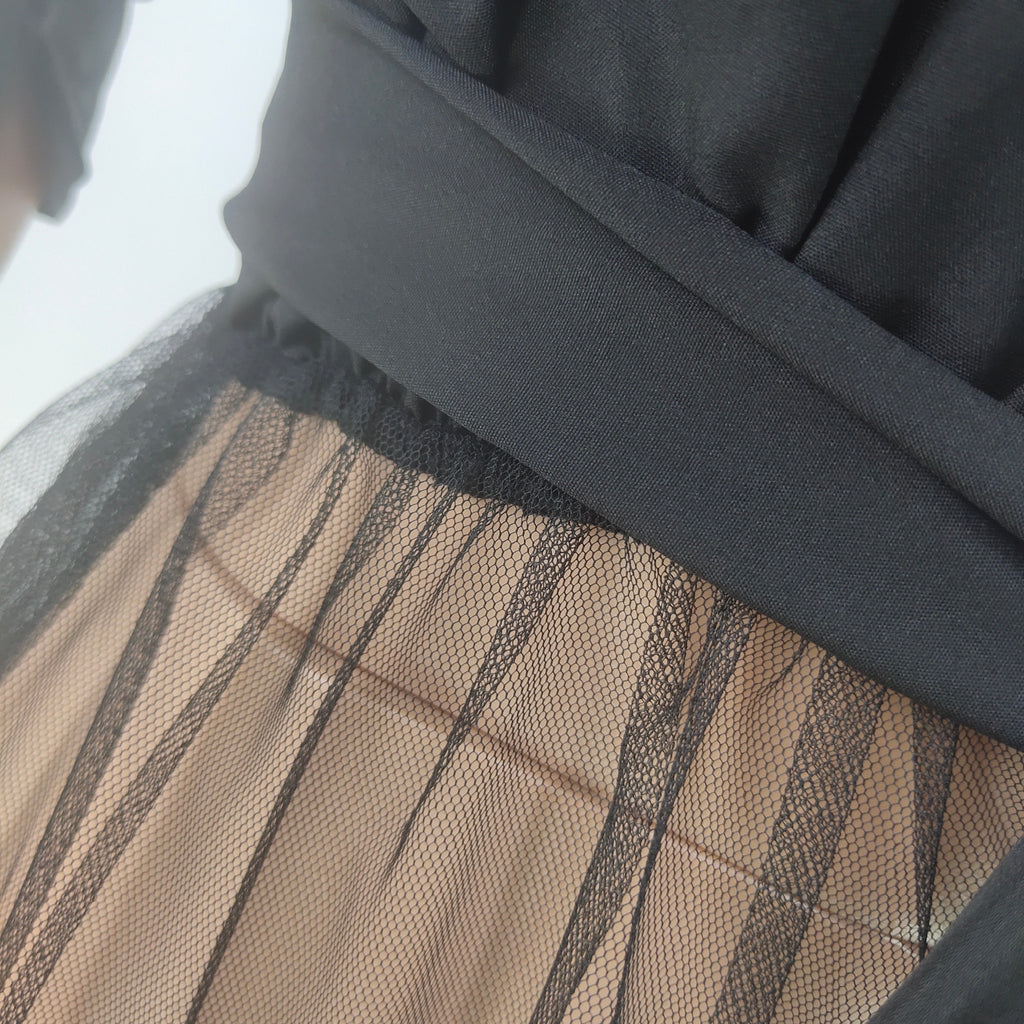 Sexy Plus Size Solid Mesh Patchwork Sashes Maxi Dress