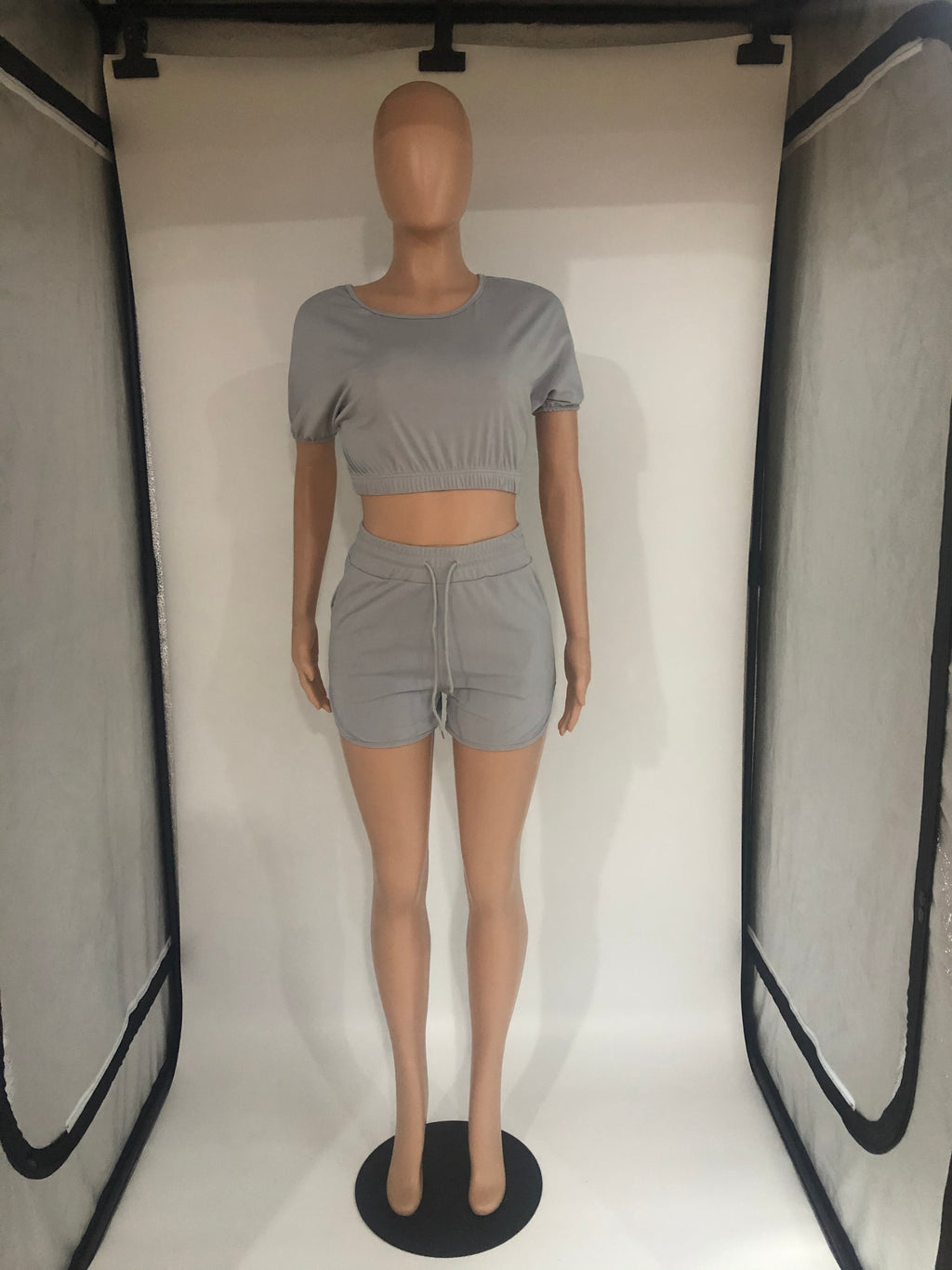 Sexy Solid Color Casual Short Sleeve Shorts  Two Piece Sets