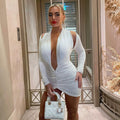 Sexy Sexy Long Sleeve Backless Ruched Mini Dress