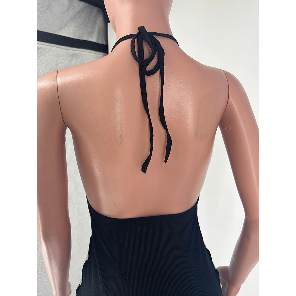 Sexy Solid Sexy Halter Slim Mini Dress