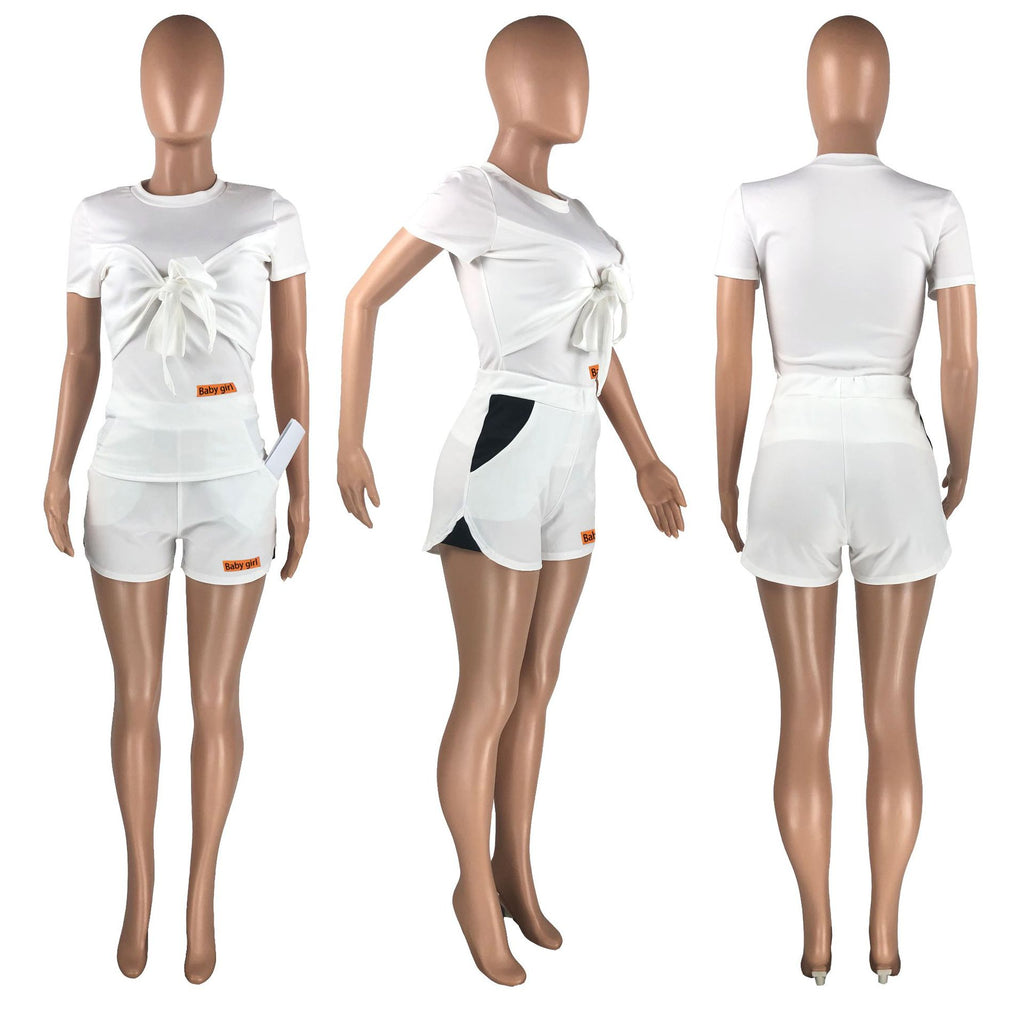 Sexy Casual Short Sleeve Two Piece Shorts Set