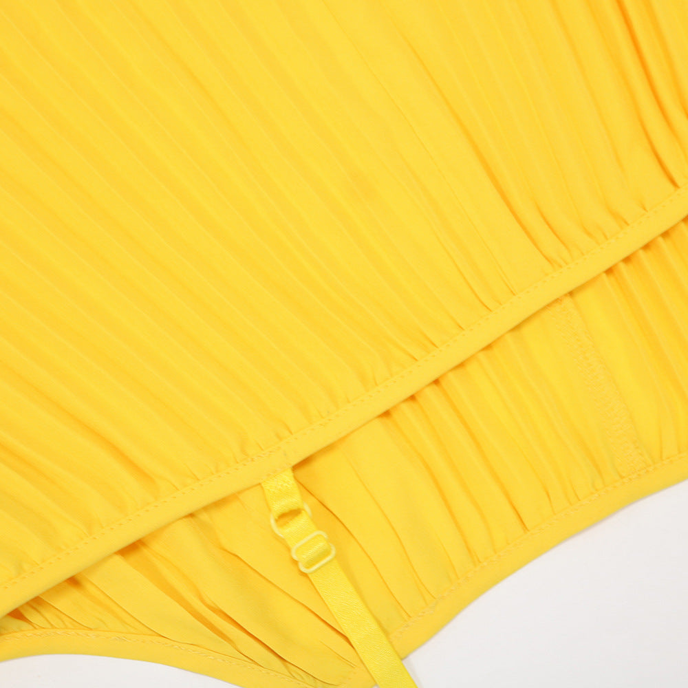 Sexy Plus Size Pleated Irregular Sling Long Dress
