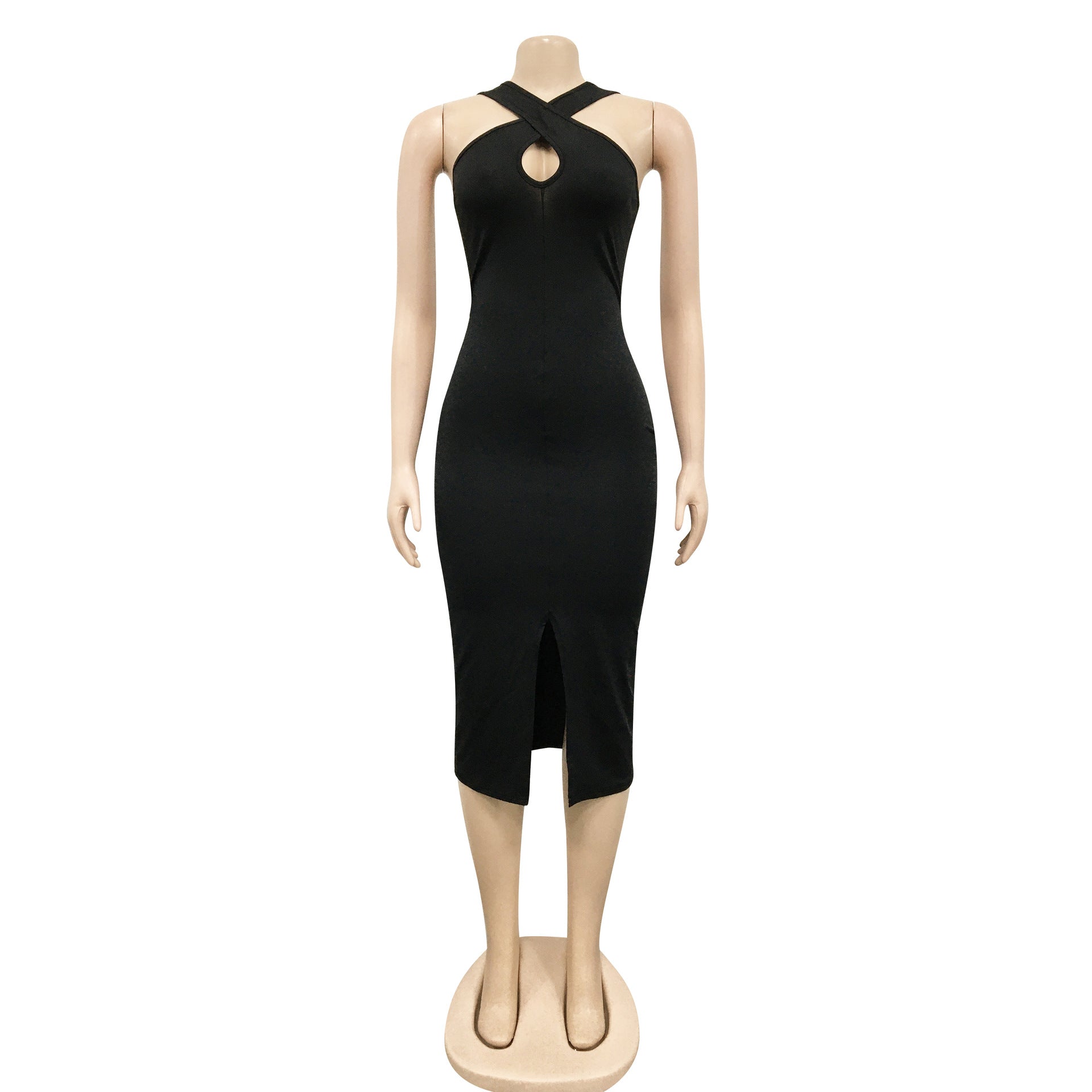 Sexy Sexy Off Shoulder Split Bodycon Midi Dress (Without Belt)