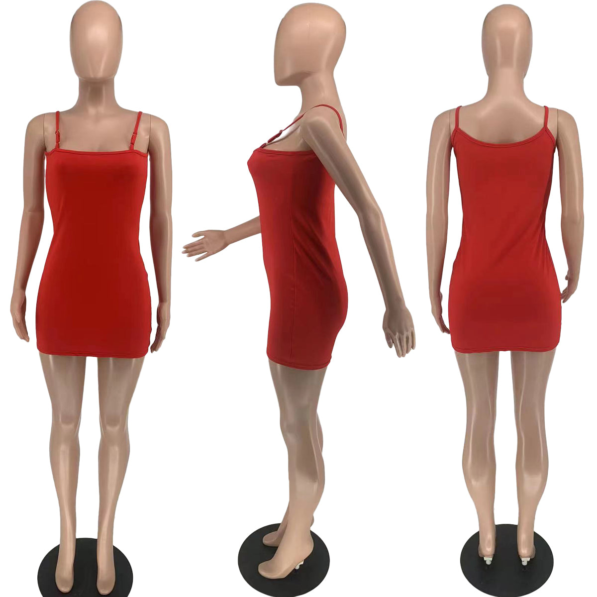 Sexy Solid Sexy Spaghetti Strap Slim Mini Dress