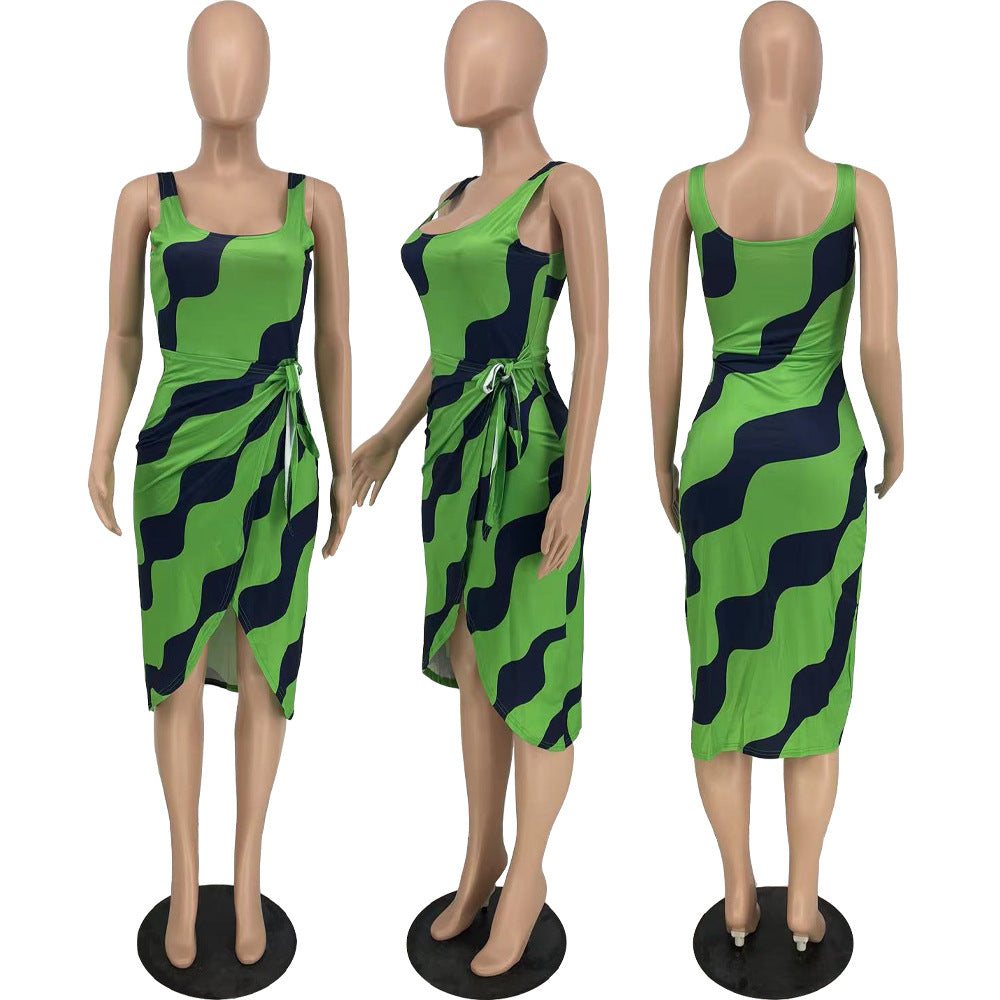 Sexy Sexy Printed Sleeveless Midi Dress