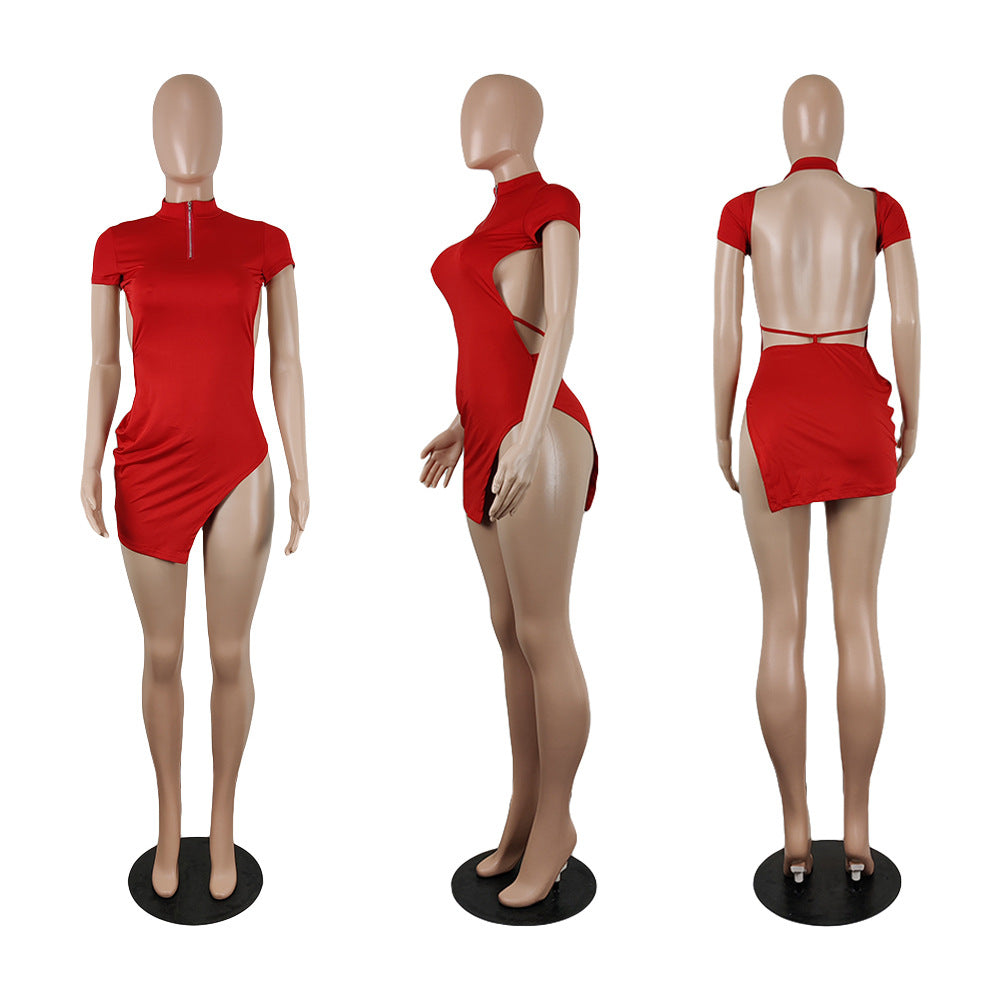 Sexy Sexy Backless Short Sleeve Club Dress