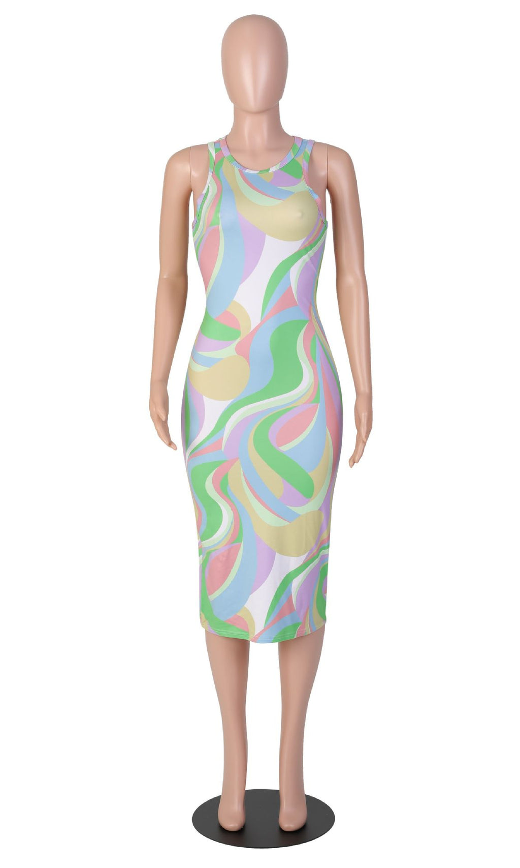 Sexy Sexy Printed Sleeveless Slim Midi Dress