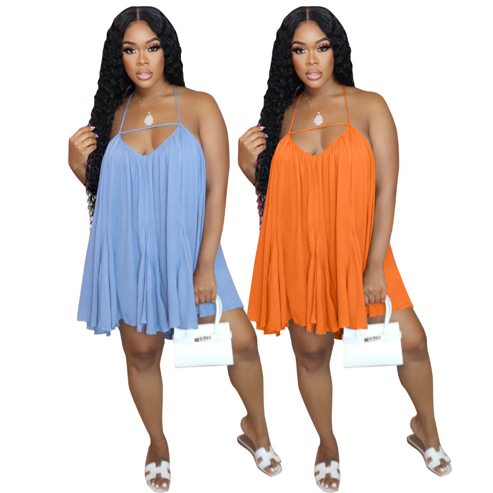 Sexy Casual Solid Chiffon Backless Dress