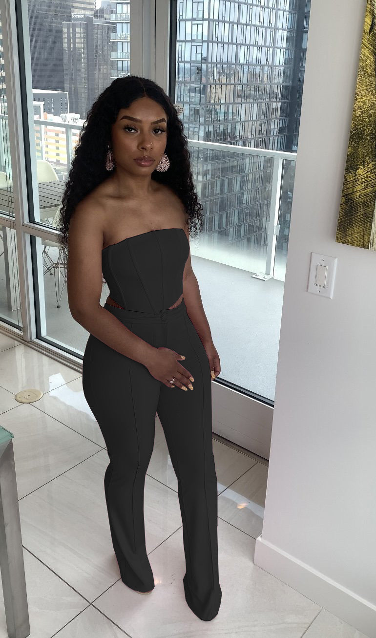 Sexy Fashion Sexy Solid Color Wrap Chest And Pants Two Piece Set
