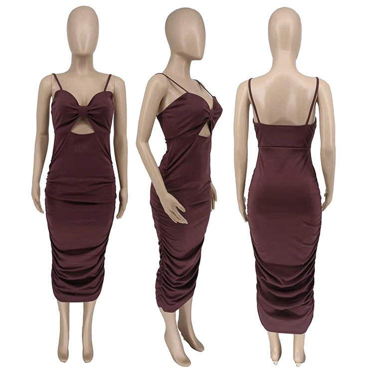 Sexy Fashion Solid Color Sexy Sling Dress