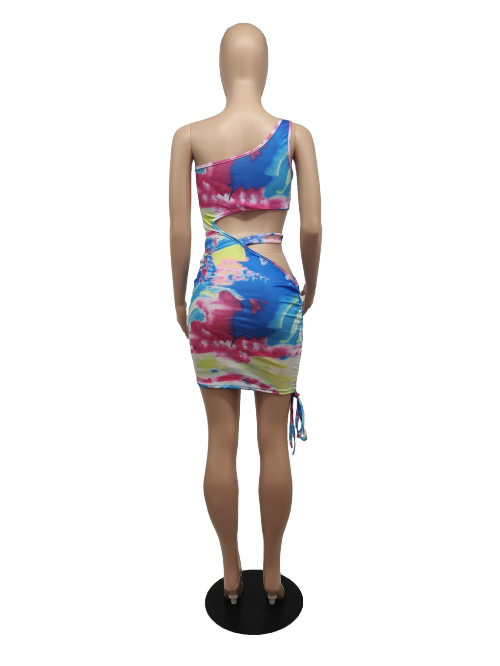 Sexy Sexy Printed One Shoulder Hollow Club Dress