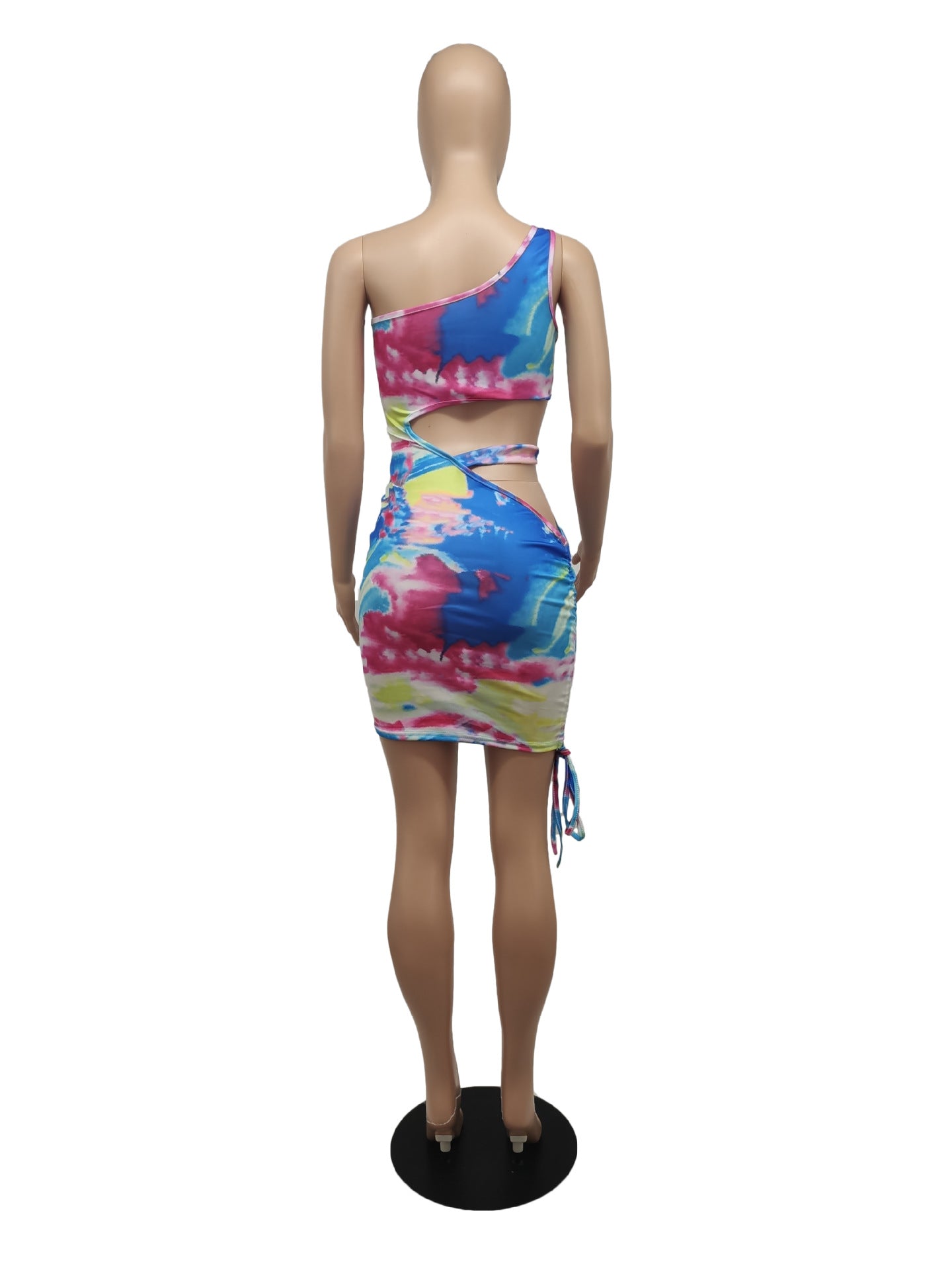 Sexy Sexy Printed One Shoulder Hollow Club Dress