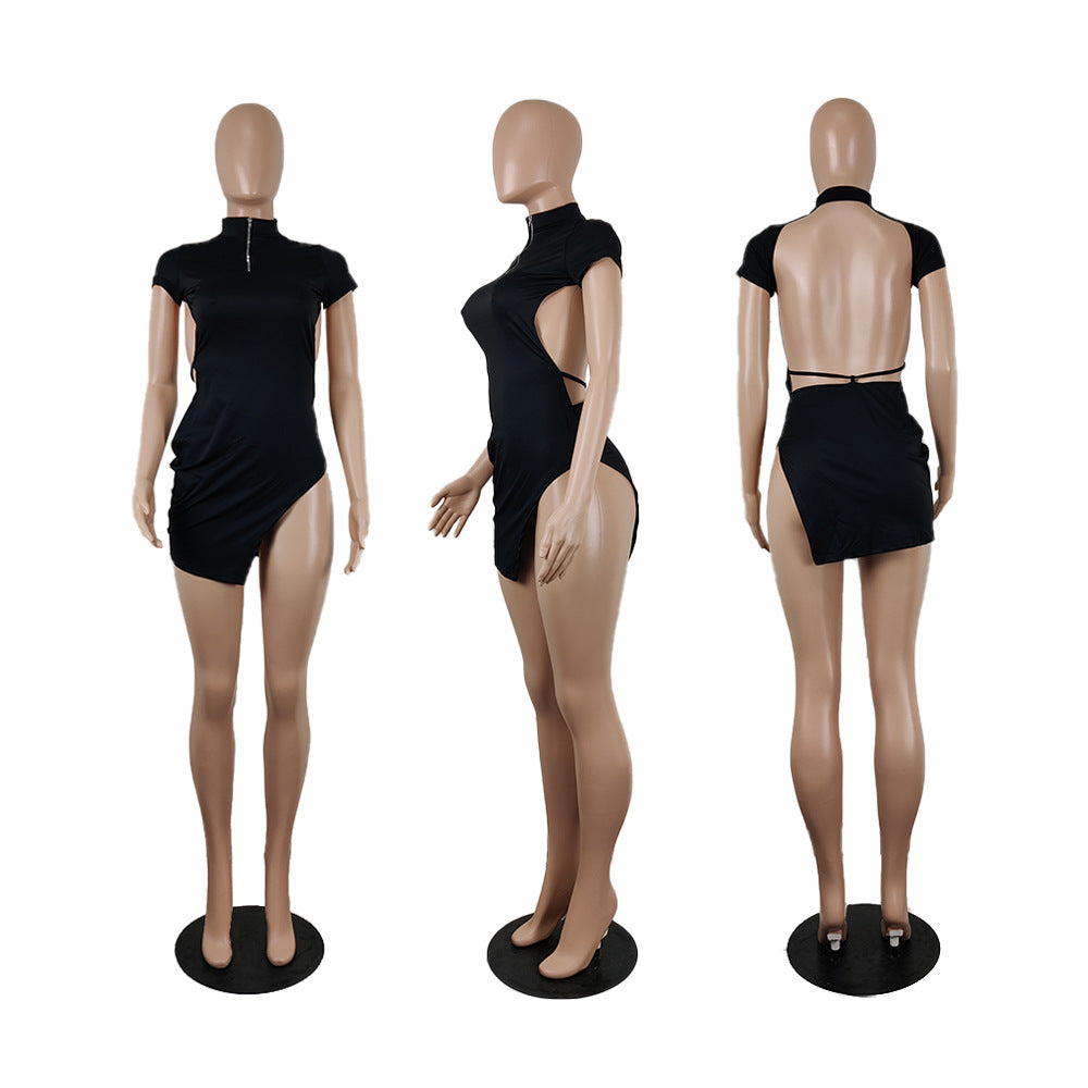 Sexy Sexy Backless Short Sleeve Club Dress