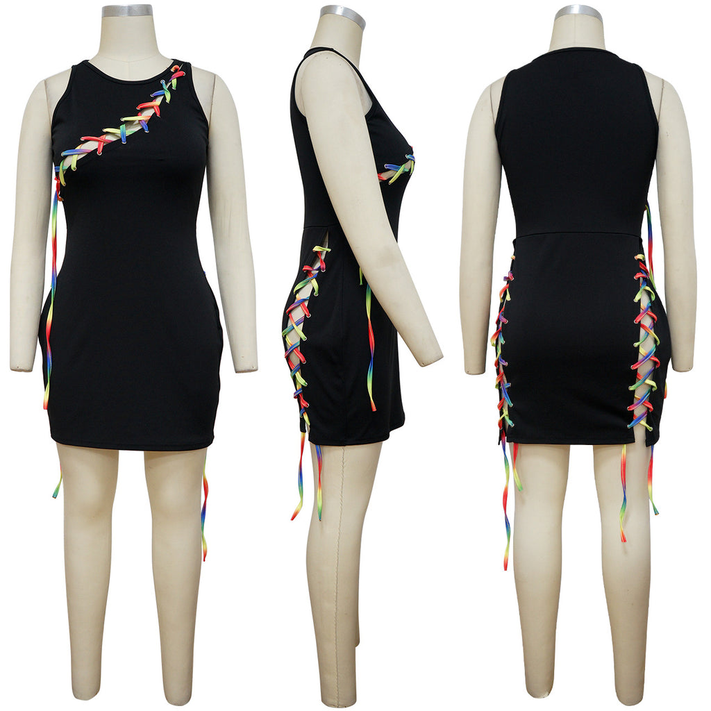 Sexy Sexy Sleeveless Hollow Bandage Mini Dress