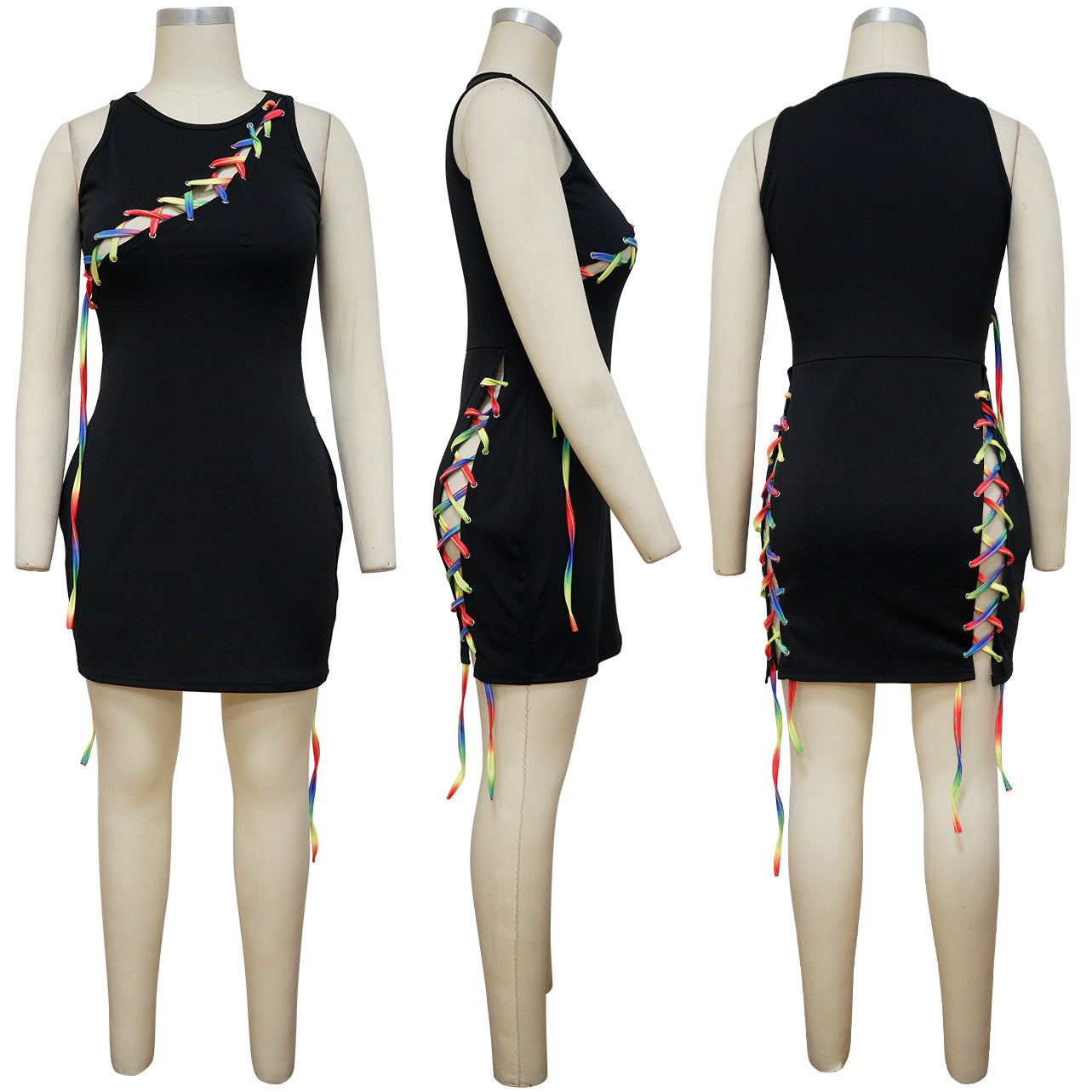 Sexy Sexy Sleeveless Hollow Bandage Mini Dress