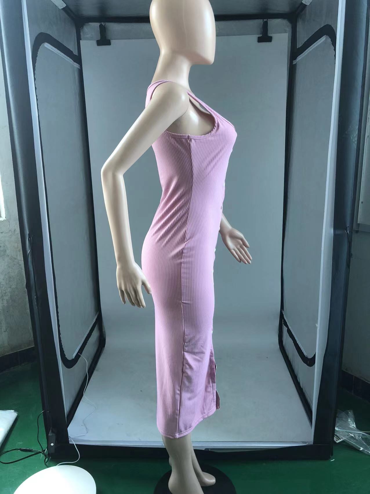 Sexy Solid Sleeveless Slim Midi Dress