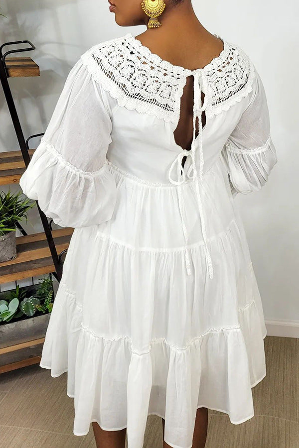 Sexy Solid 3/4 Sleeve Loose Dress
