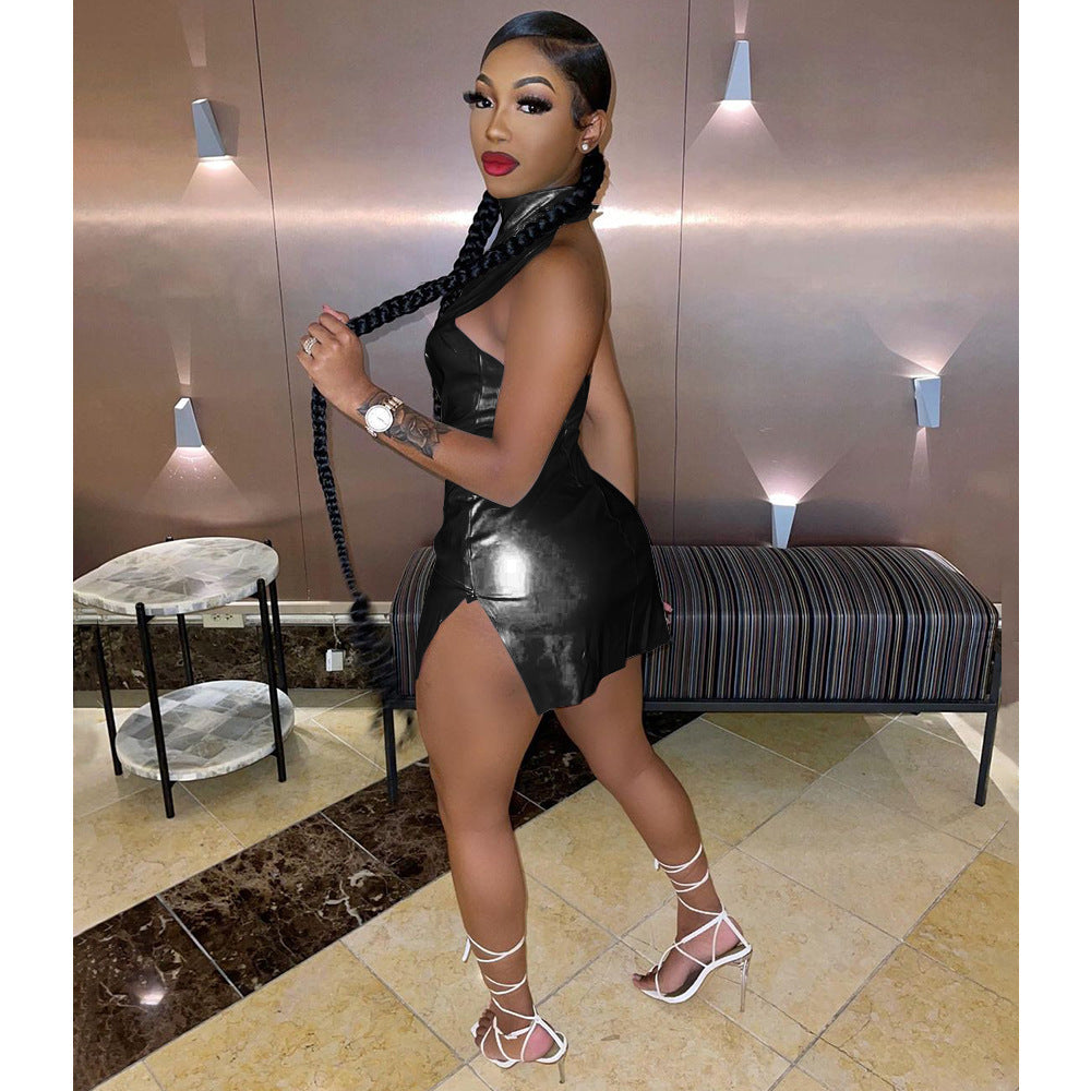 Sexy Sexy Solid Backless Mini Club Dress