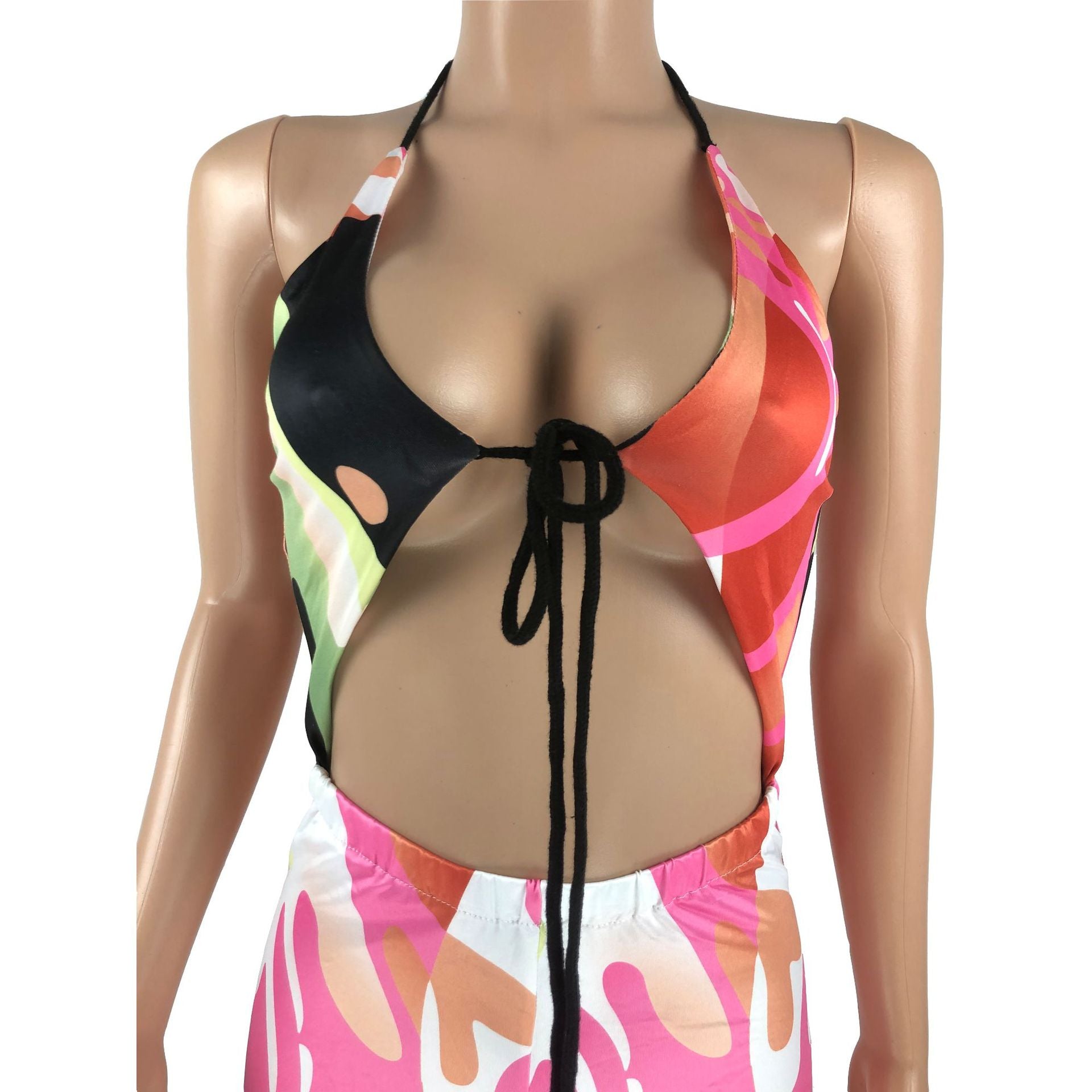 Sexy Sexy Printed Halter Backless Jumpsuit