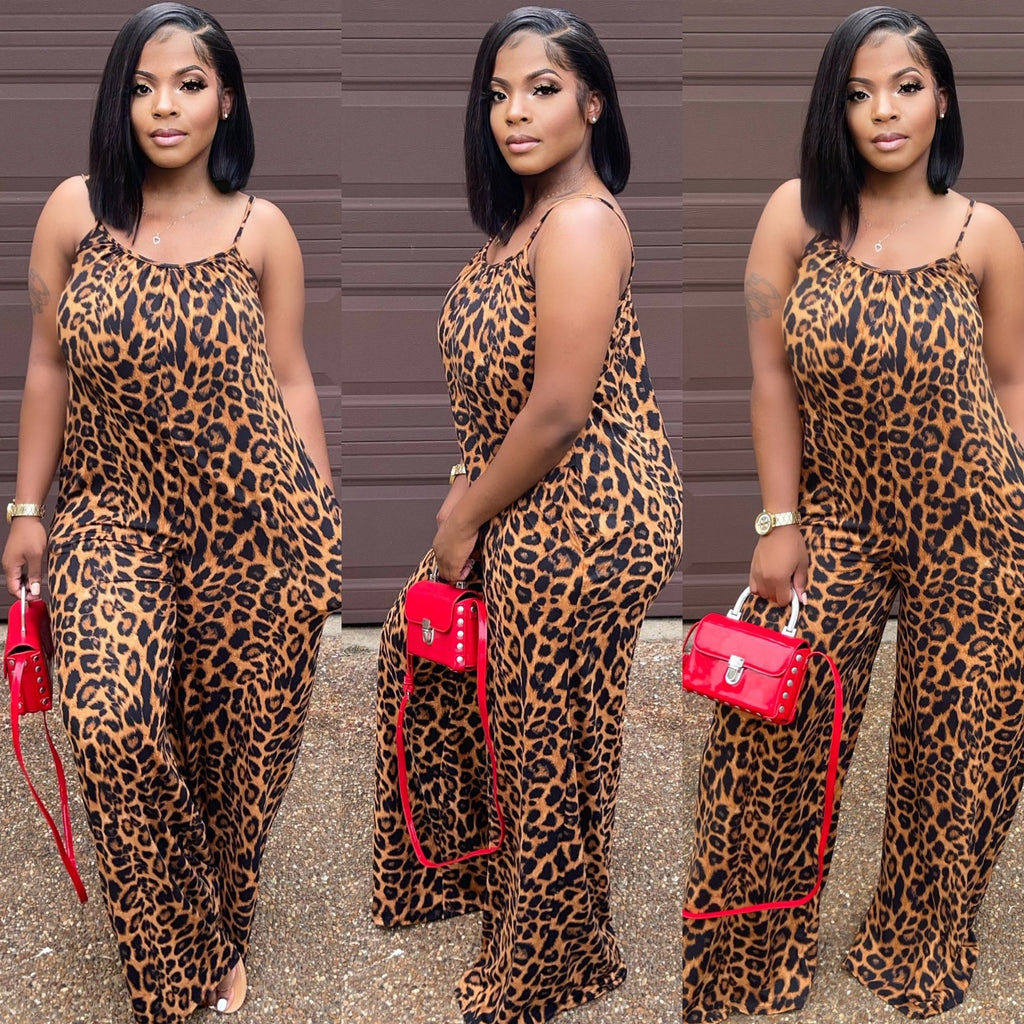 Sexy Leopard Print Sleeveless Sling Jumpsuit