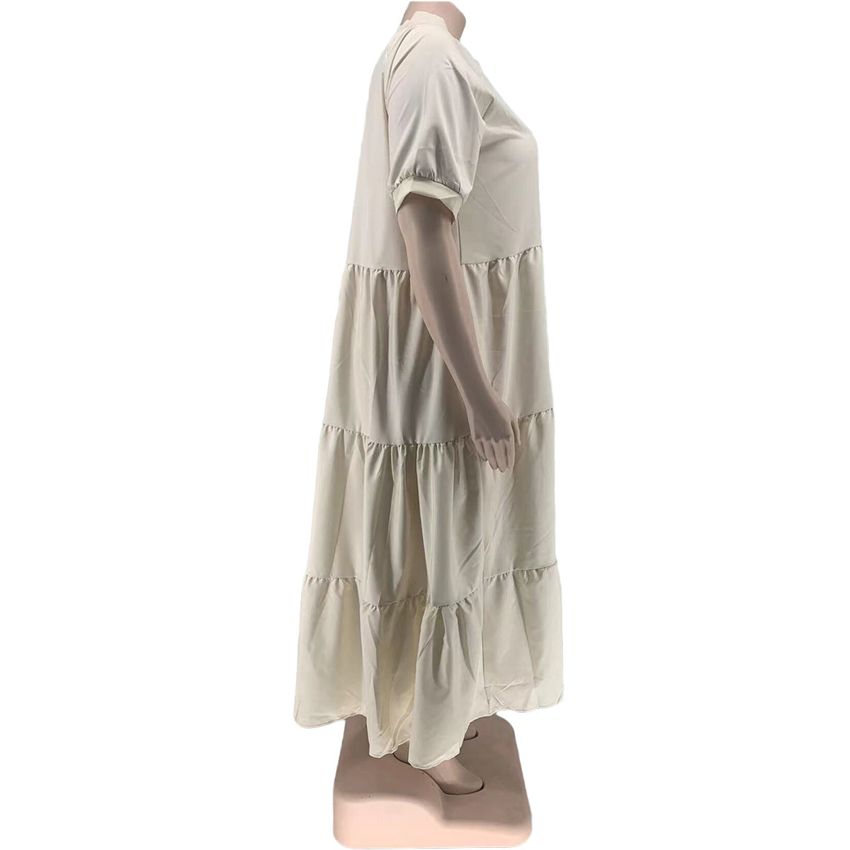 Sexy Plus Size Solid Short Sleeve Maxi Dress