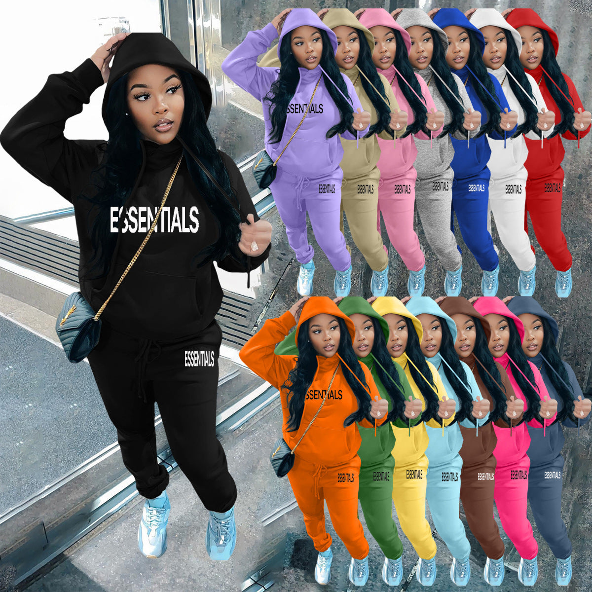 Sexy Padded Thick Hooded Sweatshirt Pants Casual Sports Suit