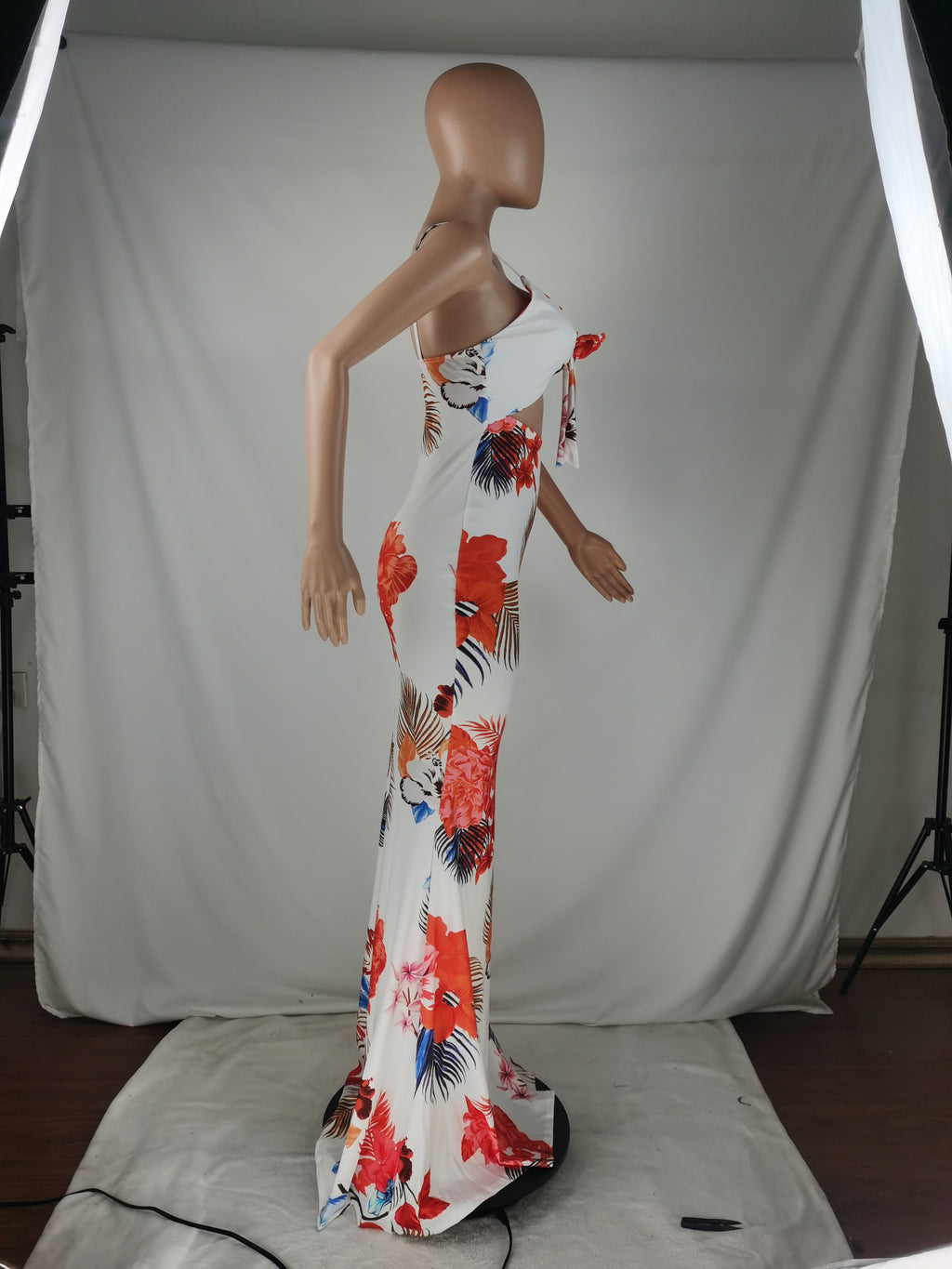 Sexy Plus Size Floral Print Sling Maxi Dress