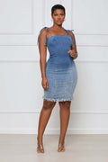 Sexy Denim Spaghetti Strap Bodycon Mini Dress