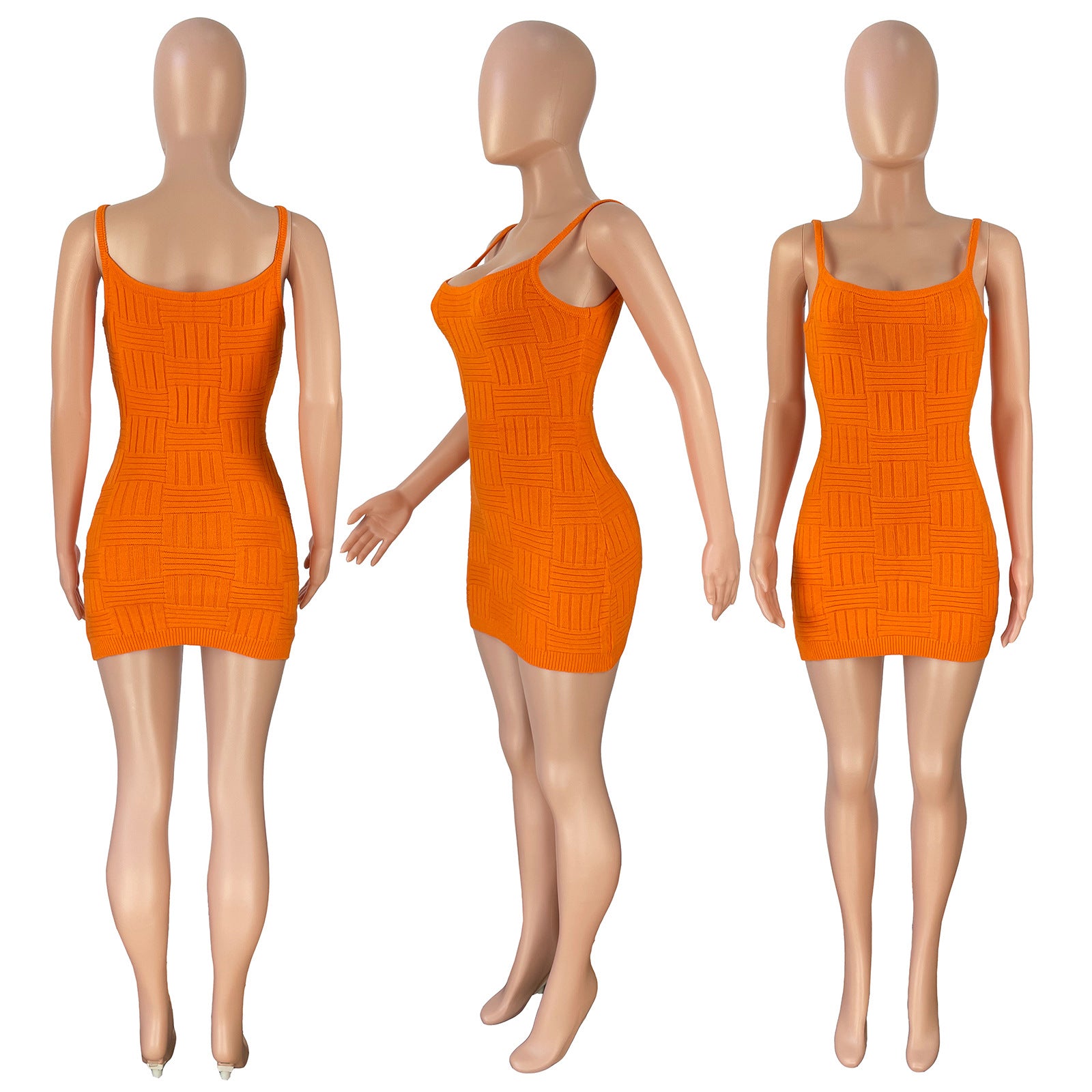 Sexy Solid Knitted Sleeveless Sling Mini Dress