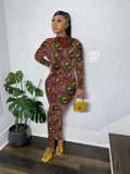 Sexy Fashion Print Long Sleeve Skinny Jumpsuit