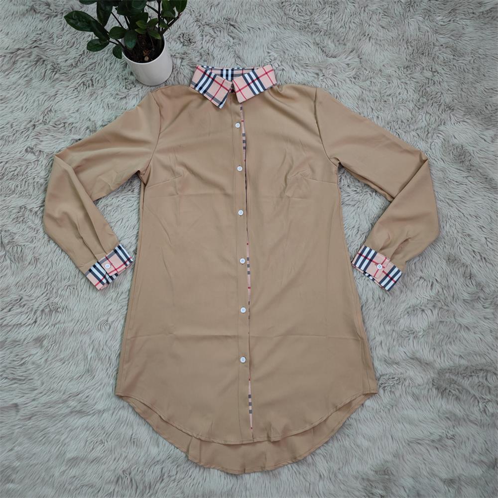 Sexy Plaid Patchwork Long Sleeve Shirt Dress