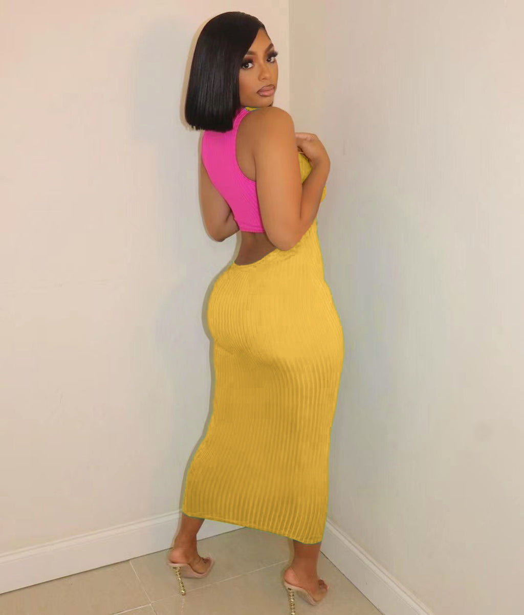 Sexy Sexy Multicolor Patchwork Slim Long Dress