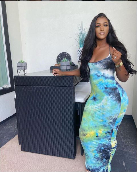 Sexy Fashion Sling Tie Dye Maxi Dress