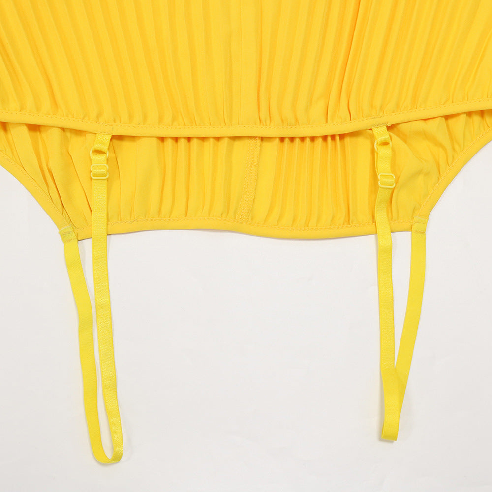 Sexy Plus Size Pleated Irregular Sling Long Dress