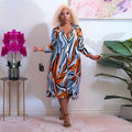 Sexy Plus Size Fashion Casual Print Long Sleeve Loose Dress