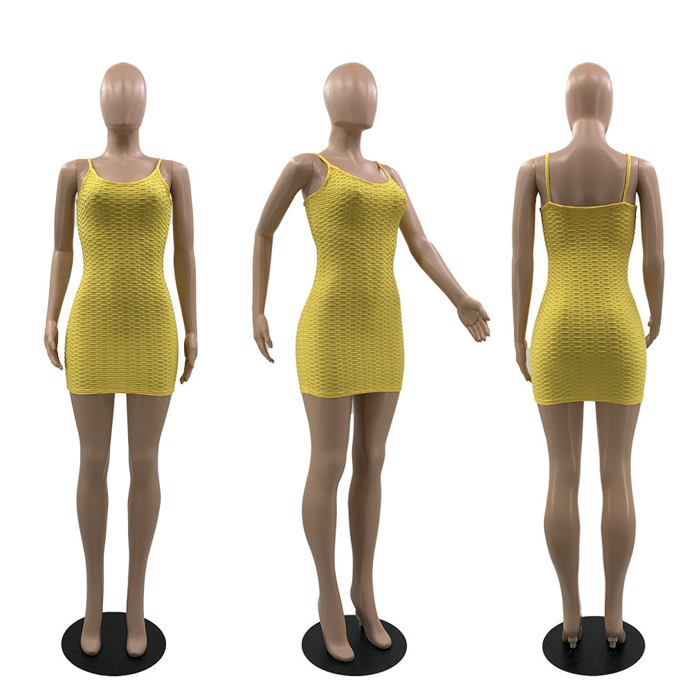 Sexy Solid Sleeveless Slim Mini Dress