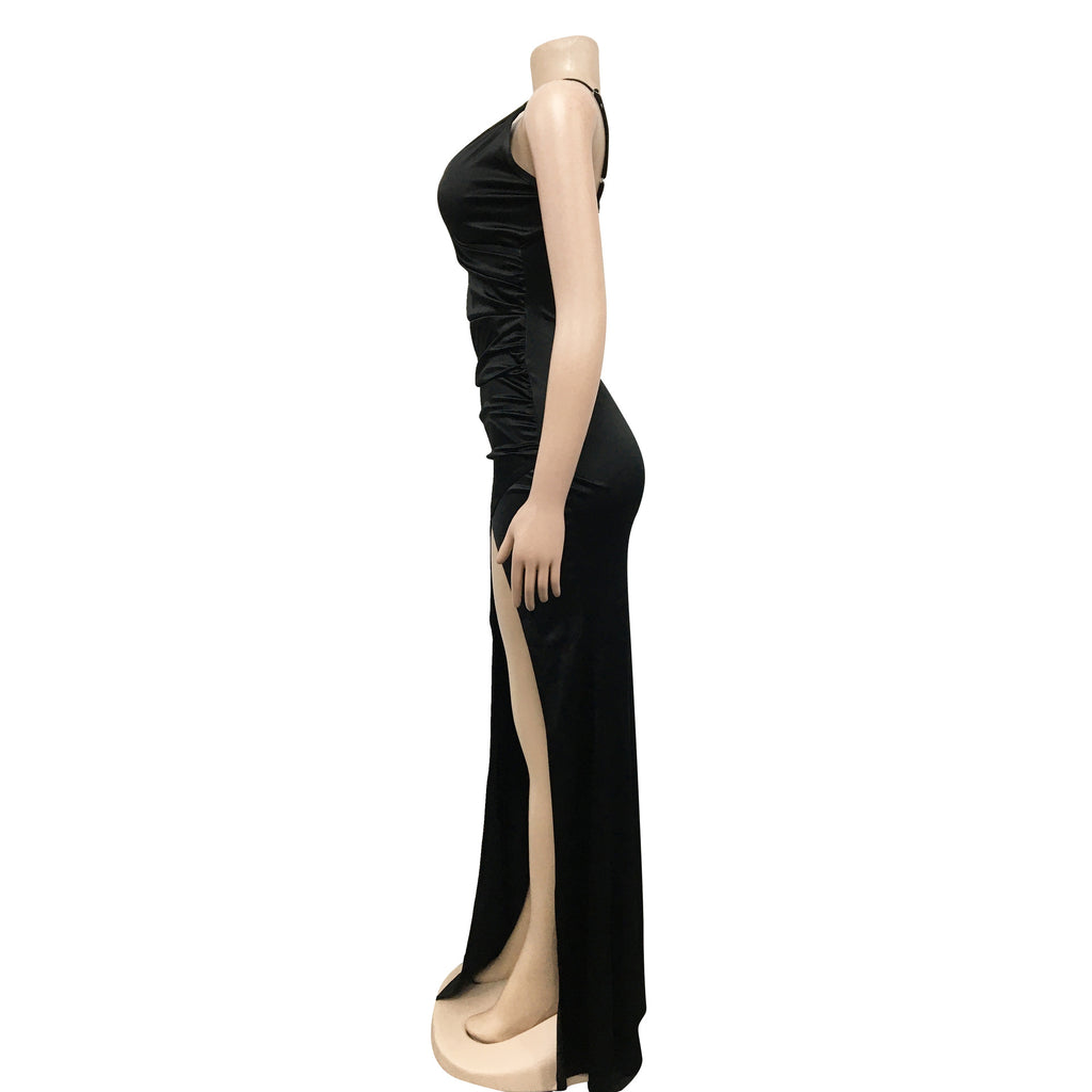 Sexy Sexy Solid Spaghetti Strap Split Maxi Evening Dress