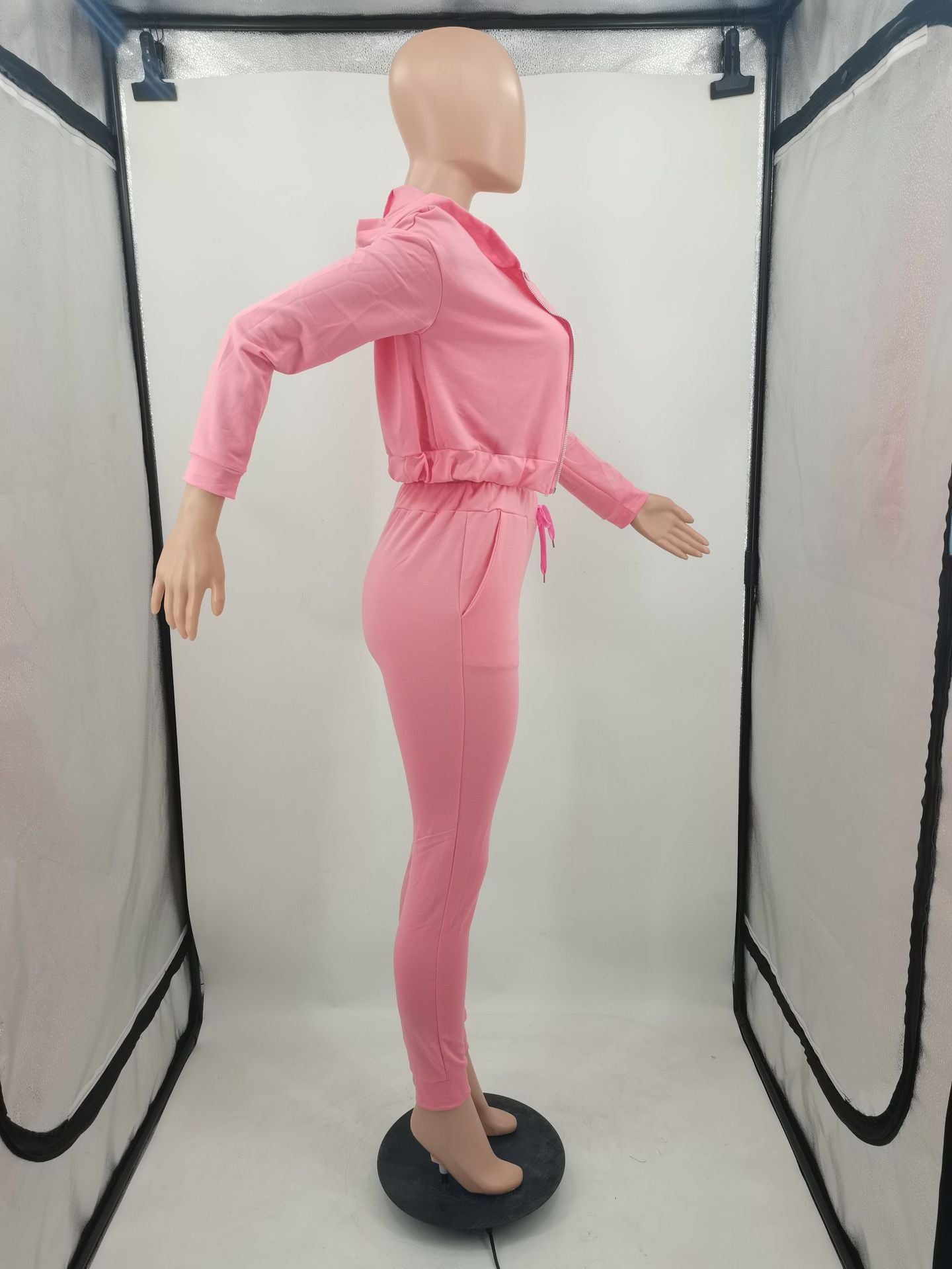 Sexy Casual Solid Vest+Print Zipper Coat+Pant 3 Piece Set