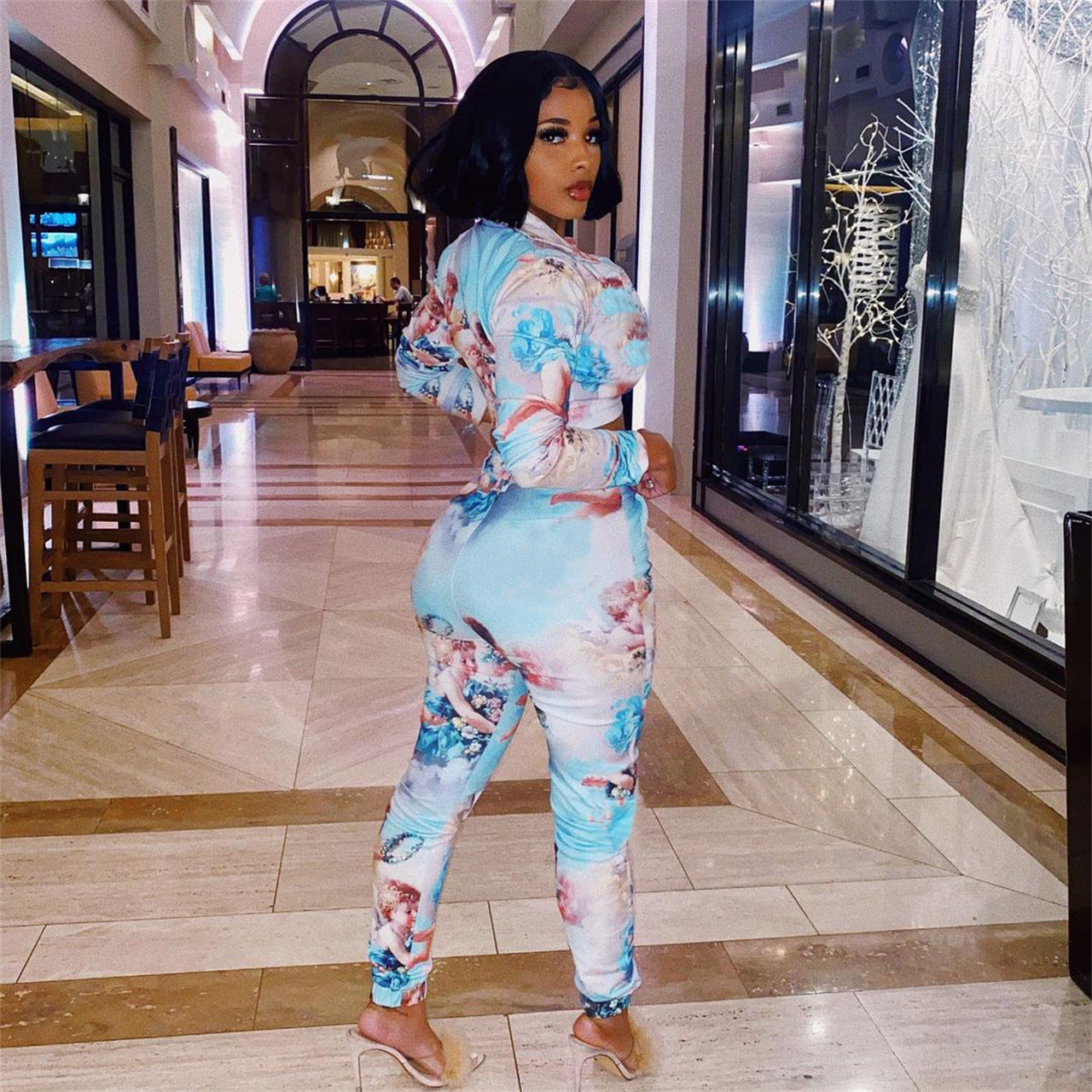 Sexy Sexy Printed Long Sleeve Two Piece Suits