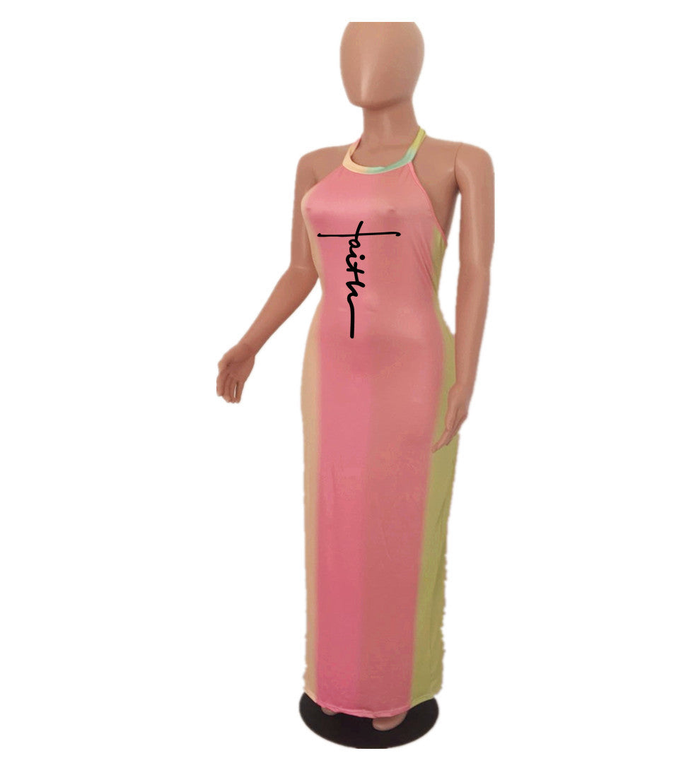 Sexy Sexy Letter Print Sleeveless Maxi Dress