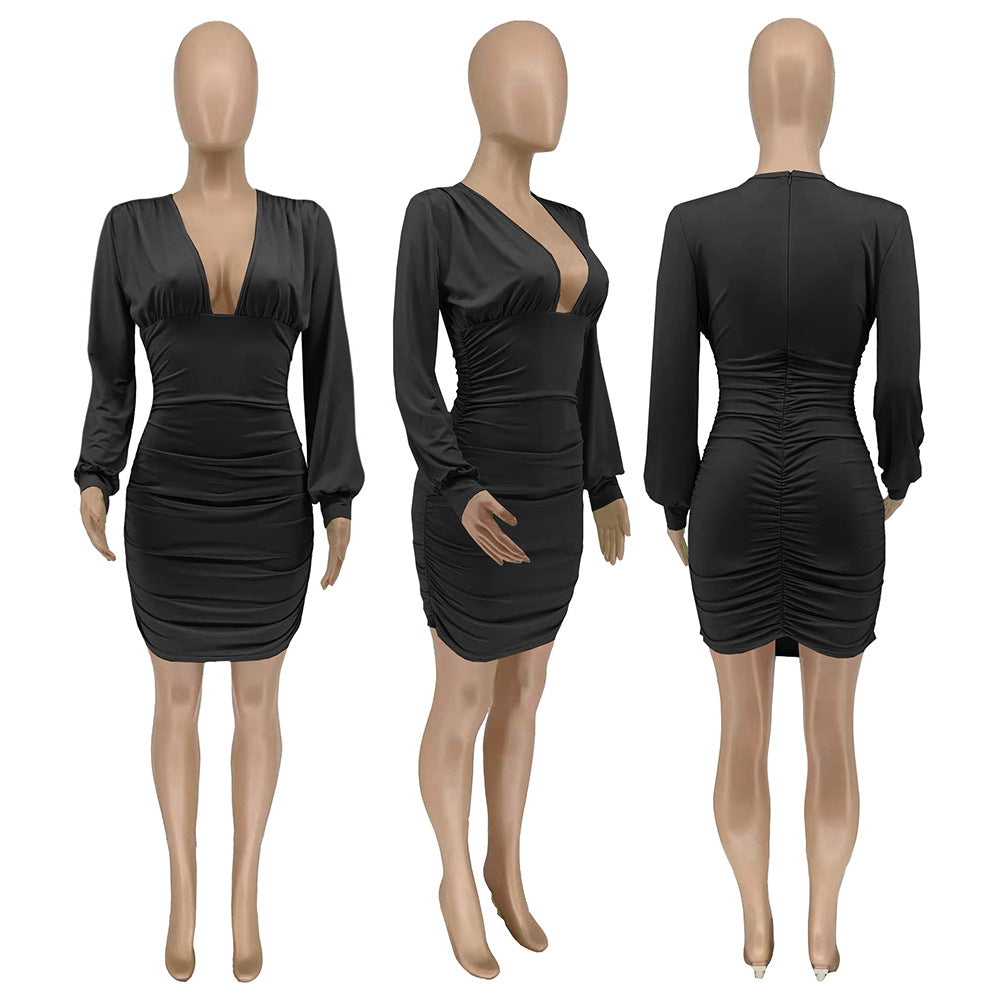 Sexy Sexy Solid Long Sleeve Bodycon Dress