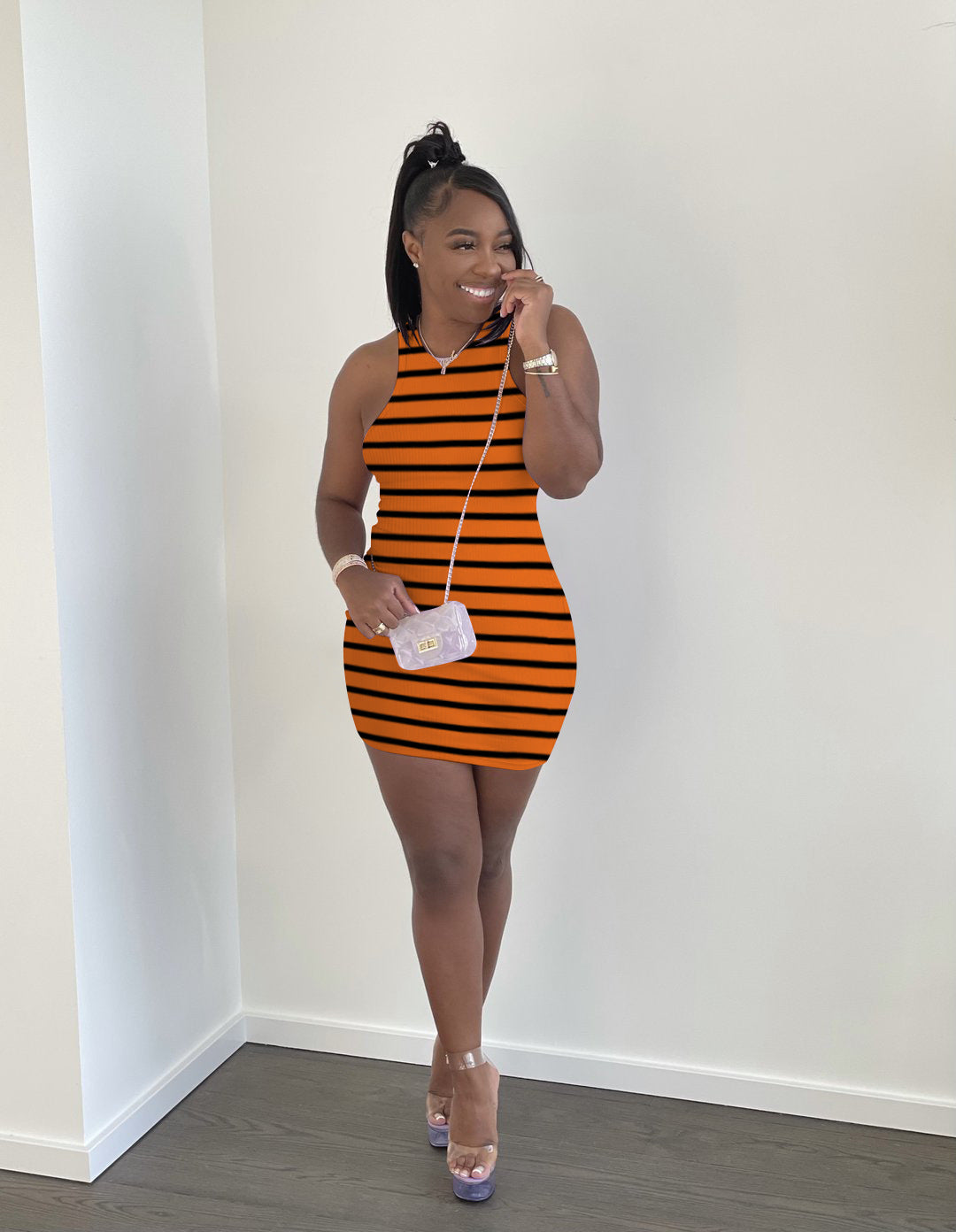 Sexy Casual Striped Sleeveless Mini Dress